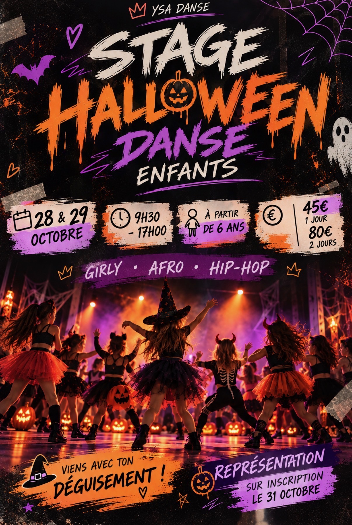 Stage Halloween danse enfants — 28 & 29 octobre, girly, afro, hip-hop, dès 6 ans